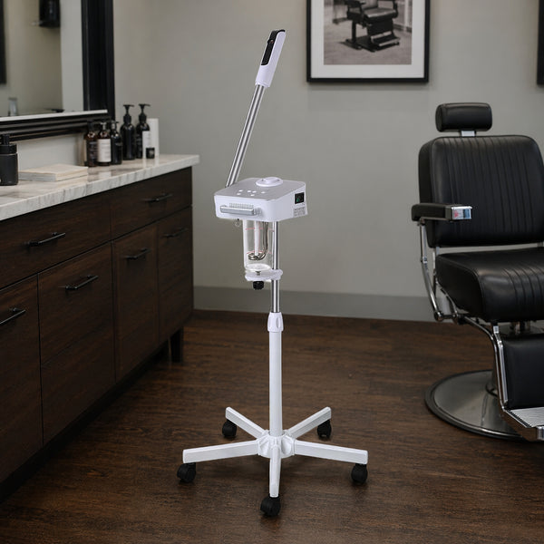 NADI Profi Gesichtsdampfer Vapozon: Digitaler Ozon-Dampfer mit Aromatherapie auf verstellbarem Stativ.