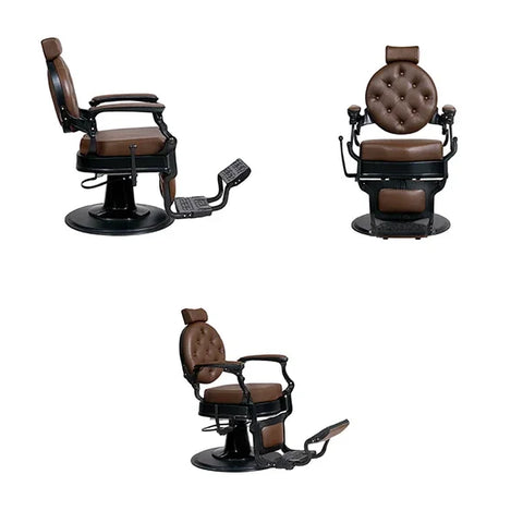 Barber stuhl in Schwarz-Braun mit hydraulischer Pumpe, Herren Friseurstuhl Mae, Barbershop stuhl - Tiptop - Einrichtung