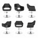 Friseurstuhl WEDGE in Schwarz mit einteiligem Sitz, Hydraulik – moderner Profi-Stylingstuhl; verschiedene Ansichten