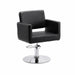 Friseurstuhl Zopf in Schwarz – eleganter Profi-Stylingstuhl mit Edelstahl-Basis und einteiligem Sitzdesign