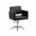Friseurstuhl Zopf in Schwarz mit robuster Edelstahl-Basis und einteiligem Sitz – Profi-Stylingstuhl.
