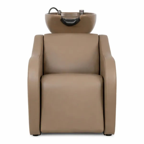 VELARIS AIR Earth Friseurwaschbecken mit elektrischer Fußstütze Rückwärtswaschbecken Beige-Mocha