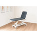 Electric therapy couch PRO 201 in gray for clinic with adjustable height 43.5-90.5 cm and backrest to 80°.