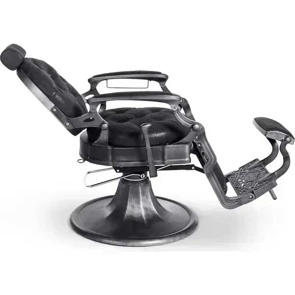 Eleganter Barber stuhl in Schwarz, Herren Friseurstuhl Clint, ideal für Stil und Eleganz in Ihrem Salon.