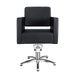 Friseurstuhl in eleganter Schwarz-Farbe, Luxuriöser Friseur stuhl Dora mit hochwertigem PVC-Polyleder für Salons.