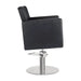 Friseurstuhl in eleganter Schwarz-Farbe, Luxuriöser Friseur stuhl Dora, hochwertiges PVC-Polyleder und Metallstruktur.