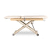 DRACO electric cosmetic bed, professional massage & spa table with 1 motor, beige upholstery on a wheeled X-frame.