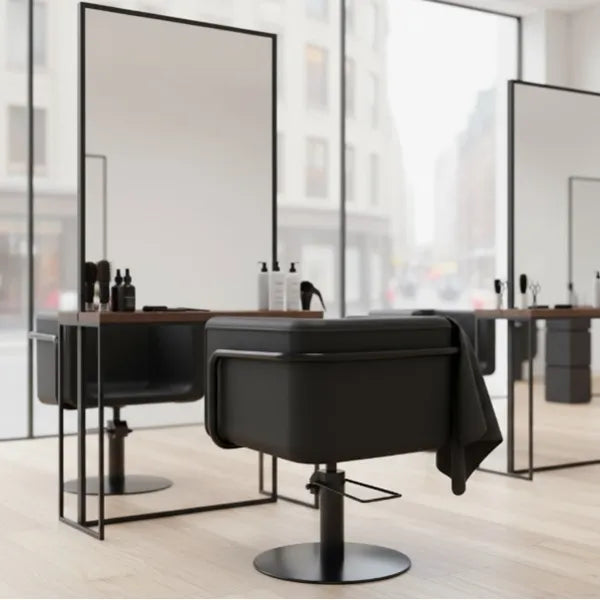 Friseurstuhl in eleganter Schwarz-Farbe, Luxuriöser Friseur stuhl Egan - Tiptop - Einrichtung
