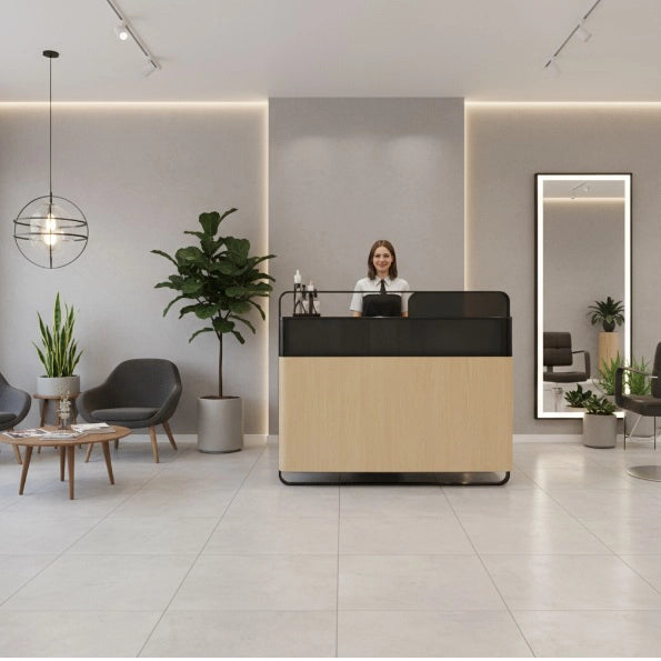 Friseur Rezeption, Empfangstheke Erin, LED-Beleuchtung und Schubladen - Tiptop - Einrichtung