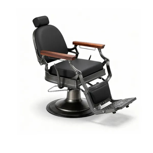 Eleganter Barber stuhl in Schwarz, Herren Friseurstuhl Flek, ideal für jeden Barbershop. Hochwertige Verarbeitung.