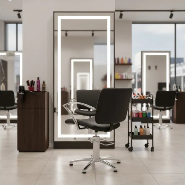 Friseurstuhl in eleganter Schwarz-Farbe, Luxuriöser Friseur stuhl Freya - Tiptop - Einrichtung