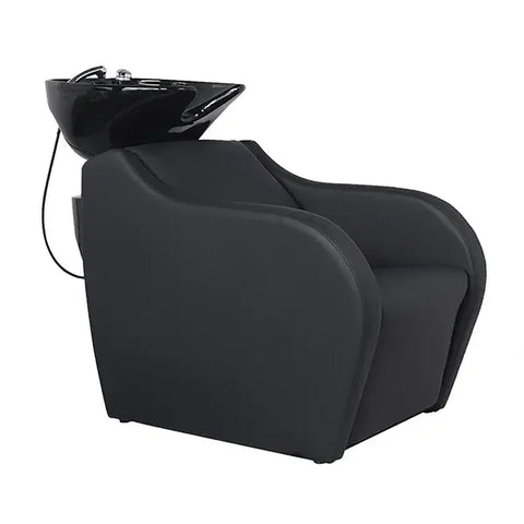 Friseur Waschbecken in Schwarz, Friseurwaschbecken Wisp Power mit ergonomischem Design und hochwertiger Mischbatterie.