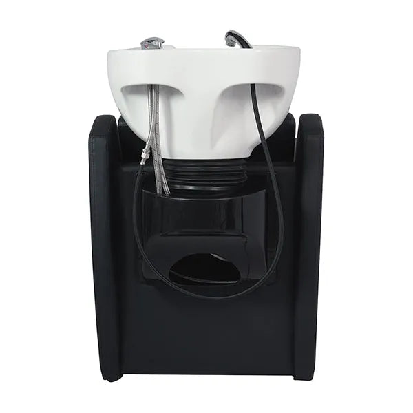 Friseur Waschbecken in Schwarz, Friseurwaschbecken Wisp Power mit ergonomischem Design und hochwertiger Mischbatterie.