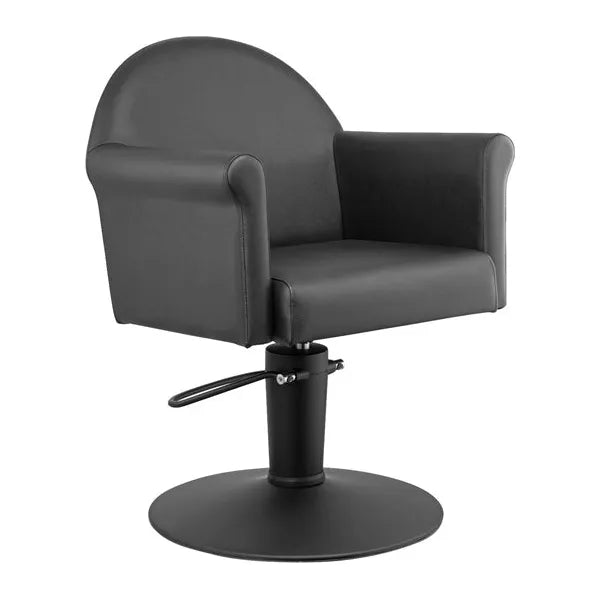 Friseurstuhl in eleganter Schwarz-Farbe, Luxuriöser Friseur stuhl Echo mit minimalistischen Linien für moderne Salons.