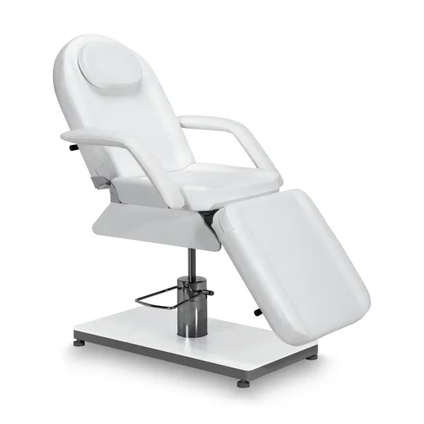 Hydraulische Kosmetikliege Gemini mit 4 Rastverstellungen, verstellbare Fußstütze, PU-Bezug, 300 kg Tragkraft.