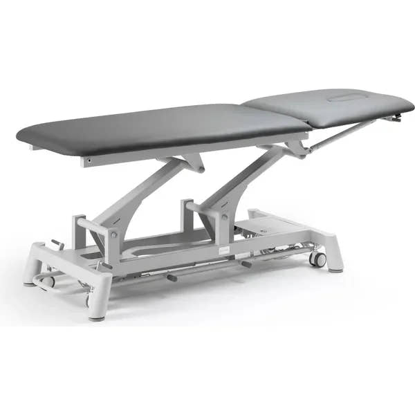 Therapieliege Titan-301 elektrisch mit 1 Motor, Behandlungsliege in Grau, ideal für Massage und Physiotherapie, höhenverstellbar.