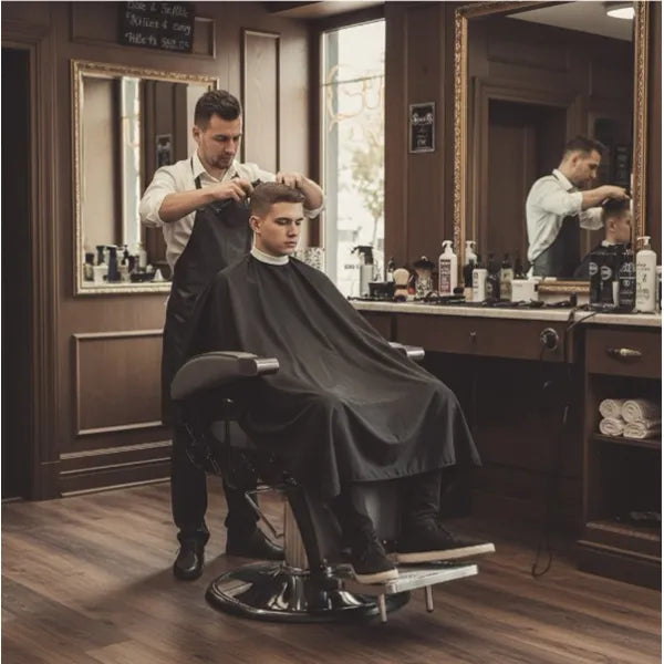 3x Luxuriöser Barber stuhl in elegantem Grau, Herren Friseurstuhl Hugo für stilvolle Salons, ideal für Barbershops.