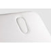 White INDUS spa cosmetic bed with hydraulically adjustable backrest and storage compartments.