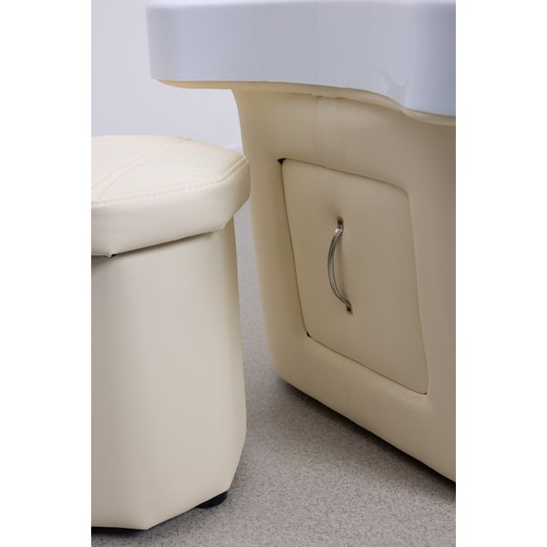 Kopf-Spa-Liege in Cremefarben mit Acryl-Schale – luxuriöse Behandlungsstation für Spa & Wellness