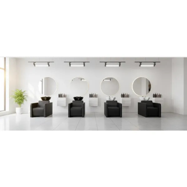 Friseur Waschbecken in elegantem Schwarz, Friseurwaschbecken Jacob bietet höchsten Komfort und stilvolles Design für Profis.