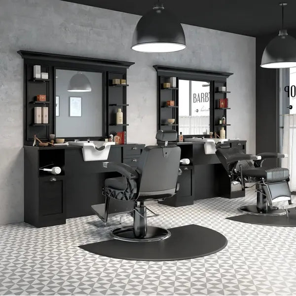 Barber stuhl in eleganter schwarzer Farbe, Herren Friseurstuhl Hugo , Barbershop stuhl - Tiptop - Einrichtung