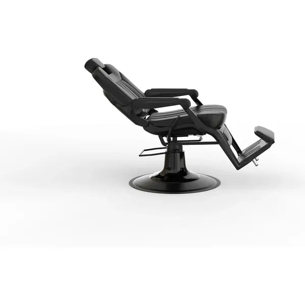 Luxuriöser Barber stuhl Kale-B in Schwarz, ideal für stilvolle Salons und Herrenfriseure. Eleganz trifft Funktionalität.
