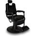 Luxuriöser Barber stuhl Kale-B in Schwarz, ideal für stilvolle Salons und perfekte Eleganz für Herrenfriseure.