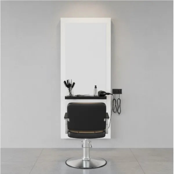 Friseur Bedienplatz in Weiß Mit Schwarzer Abstellfläche, Friseurarbeitsplatz Kroz - Tiptop - Einrichtung