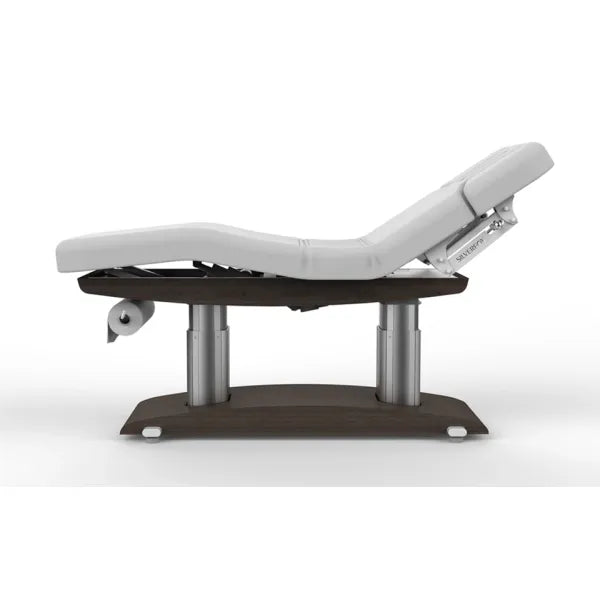 Elektrische Massageliege Lips: vier Motoren, 3-Sektion Matratze, verstellbare Armlehnen, Kopfstütze, Holzbasis, PU-Bezug