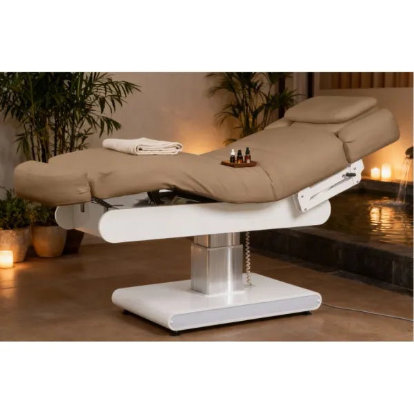 Elektrische Massageliege Leus mit Heizfunktion, 3 Motoren und LED, Rückenlehne 0-60°, Beinstütze 0-30°, PU-Bezug