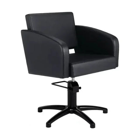 Friseurstuhl in eleganter Schwarz-Farbe, Luxuriöser Friseur stuhl Loris, perfekt für stilvolle Saloneinrichtungen.