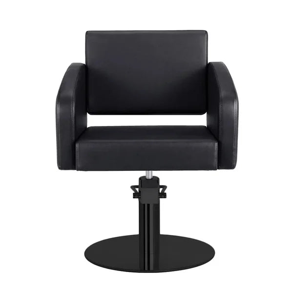 Friseurstuhl in eleganter Schwarz-Farbe, Luxuriöser Friseur stuhl Loris, ideal für stilvolle Salons und modernen Komfort.