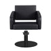 Friseurstuhl in eleganter Schwarz-Farbe, Luxuriöser Friseur stuhl Loris, ideal für stilvolle Salons und modernen Komfort.