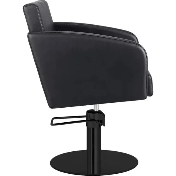 Friseurstuhl in eleganter Schwarz-Farbe, Luxuriöser Friseur stuhl Loris, ideal für stilvolle Saloneinrichtungen.