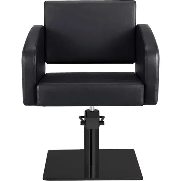 Luxuriöser Friseur stuhl Loris in eleganter Schwarz-Farbe, ideal für stilvolle Saloneinrichtungen.