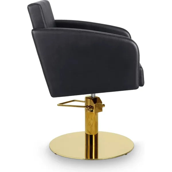 Luxuriöser Friseur stuhl Loris in eleganter Schwarz-Farbe, perfekt für jeden Salon, stilvoll und hochwertig.