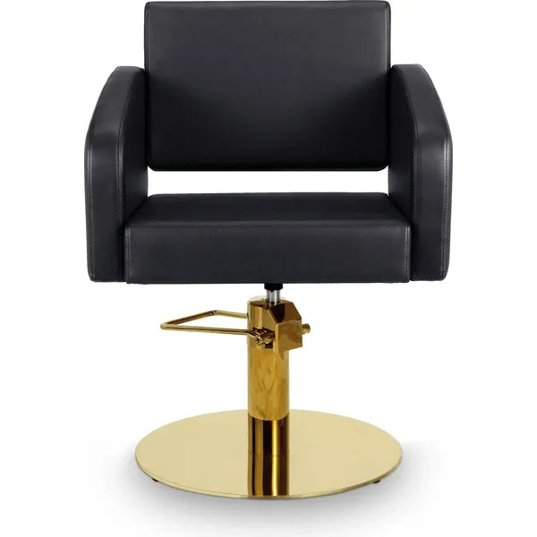 Friseurstuhl in eleganter Schwarz-Farbe, Luxuriöser Friseur stuhl Loris, ideal für stilvolle Salonausstattung.