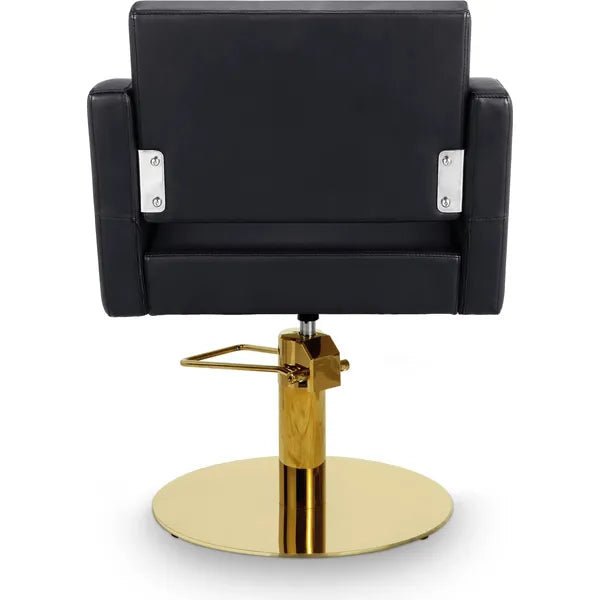 Friseurstuhl in eleganter Schwarz-Farbe, Luxuriöser Friseur stuhl Loris, ideal für stilvolle Salonausstattung.