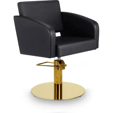 Luxuriöser Friseurstuhl in eleganter Schwarz-Farbe, ideal für stilvolle Saloneinrichtungen. Friseur stuhl Loris.