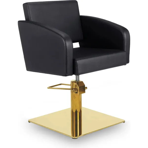Friseurstuhl in eleganter Schwarz-Farbe, Luxuriöser Friseur stuhl Loris, stilvoller Komfort für jeden Salon.