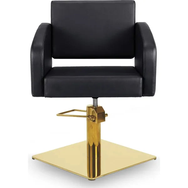 Friseurstuhl in eleganter Schwarz-Farbe, Luxuriöser Friseur stuhl Loris – ideal für stilvolle Salonausstattung.