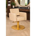 Friseurstuhl Flirty – eleganter Profi-Salonstuhl mit Hydraulikpumpe, beigefarbenes Polster, Goldbasis