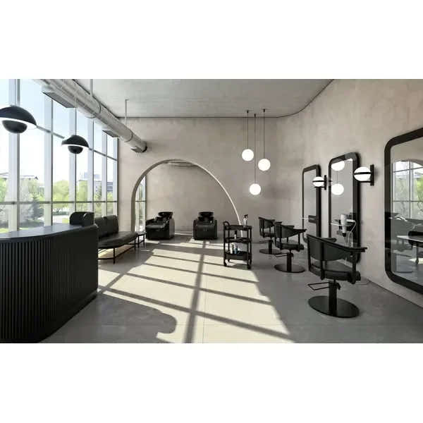 Friseur Bedienplatz mit LED-Beleuchtung und Haartrocknerhalterung, Friseurarbeitsplatz Poppy