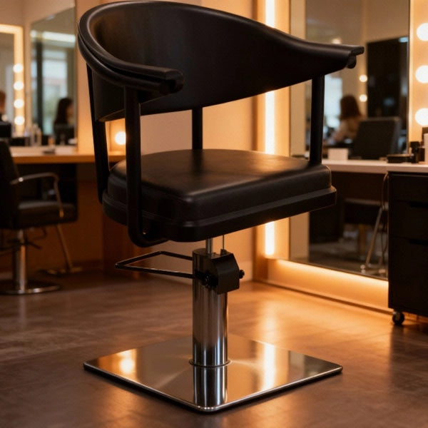 Friseurstuhl in eleganter Schwarz-Farbe, Luxuriöser Friseur stuhl Lyra B - Tiptop - Einrichtung