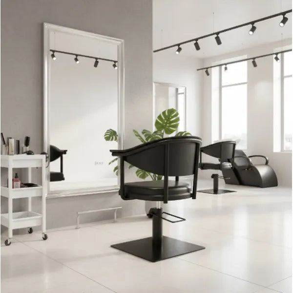 Friseurstuhl in eleganter Schwarz-Farbe, Luxuriöser Friseur stuhl Lyra B - Tiptop - Einrichtung