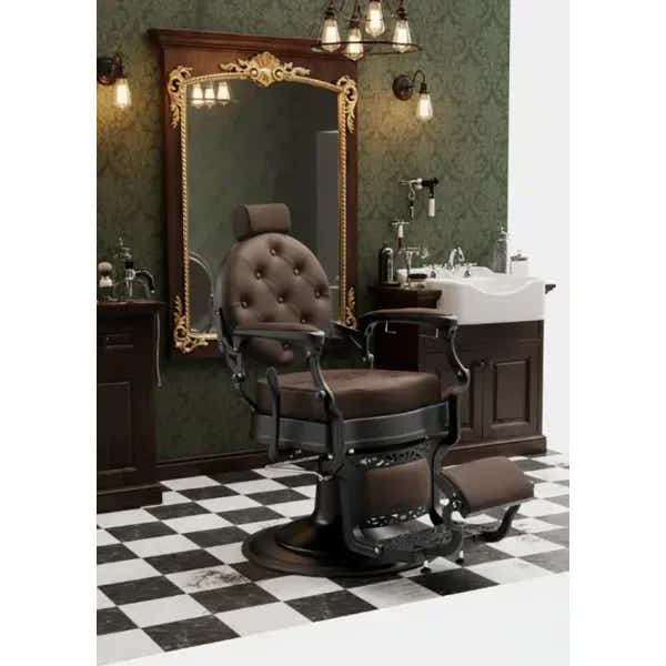 Barber stuhl in Schwarz-Braun mit hydraulischer Pumpe, Herren Friseurstuhl Mae, Barbershop stuhl