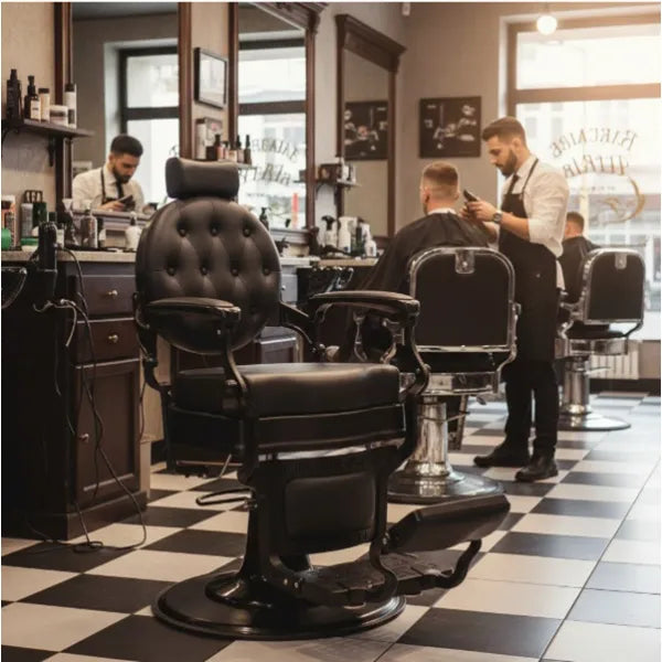 Barber stuhl in elegantem Schwarz, Herren Friseurstuhl Mae, Barbershop stuhl - Tiptop - Einrichtung