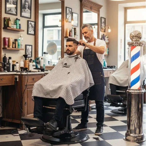 Barber stuhl in elegantem Schwarz, Herren Friseurstuhl Mae, Barbershop stuhl
