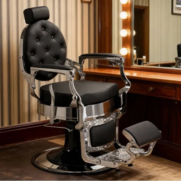 3x Barber stuhl in Silber-Schwarz, Herren Friseurstuhl Mae, Barbershop stuhl Hochwertige Verarbeitung und Komfort - Tiptop - Einrichtung