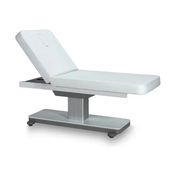 Elektrische Massageliege mit 1 Motor, Massagetisch in Weiß, Behandlungsliege Orion – stabil und höhenverstellbar.